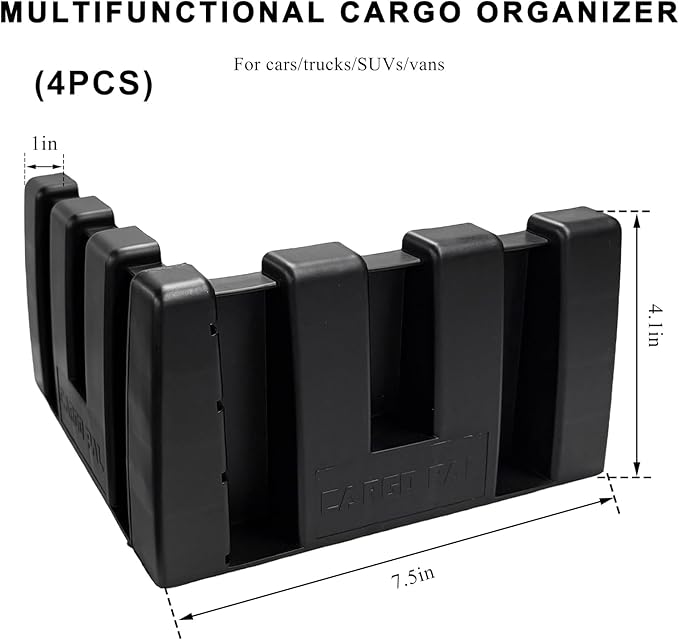4PCS Multipurpose Cargo Organizer Blocks, Plastic Car Trunk Storage Organizer Blocks Used with Wool Carpet, Adjustable Trunk Divider