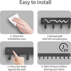 2 Pack Key Holder for Wall, Key Hooks with 8 Hooks, No Drilling Required, Self-Adhesive Key Holder, Hallway Wall Mount Keycha