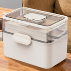 3-Tier 12 x 9 x 7 Medicine Organizer, Medicine Cabinet Organizer with Portable Pill Case, Multipurpose Plastic Box for Storag
