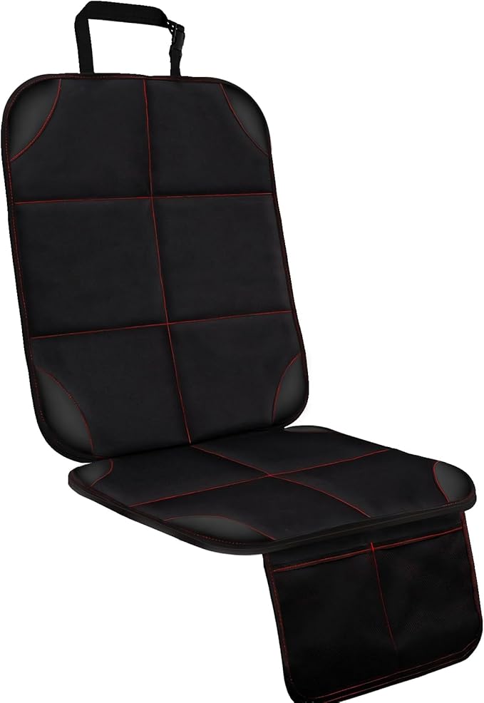 SMART ELF Car Seat Protector, Large Auto Protector for Child Seats with Thickest Padding and Non-Slip Backing Mesh Pockets fo