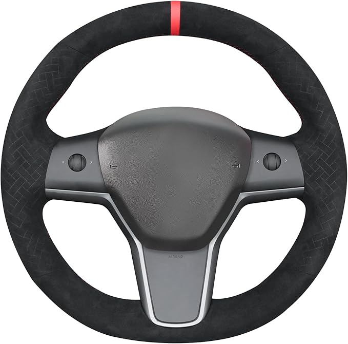 MEWANT Hand Stitched Steering Wheel Cover for Tesla Model 3 2017-2023 / Model Y 2020-2023 for Tesla Model 3/Y Accessories