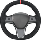 MEWANT Hand Stitched Steering Wheel Cover for Tesla Model 3 2017-2023 / Model Y 2020-2023 for Tesla Model 3/Y Accessories