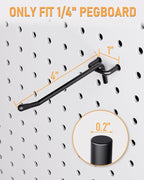INCLY 60 Pack 4 Inch Black Pegboard Hooks, 1/4" Heavy Duty Peg Board Shelving Hooks Accessories, Peg Board Tool Hangers Only 