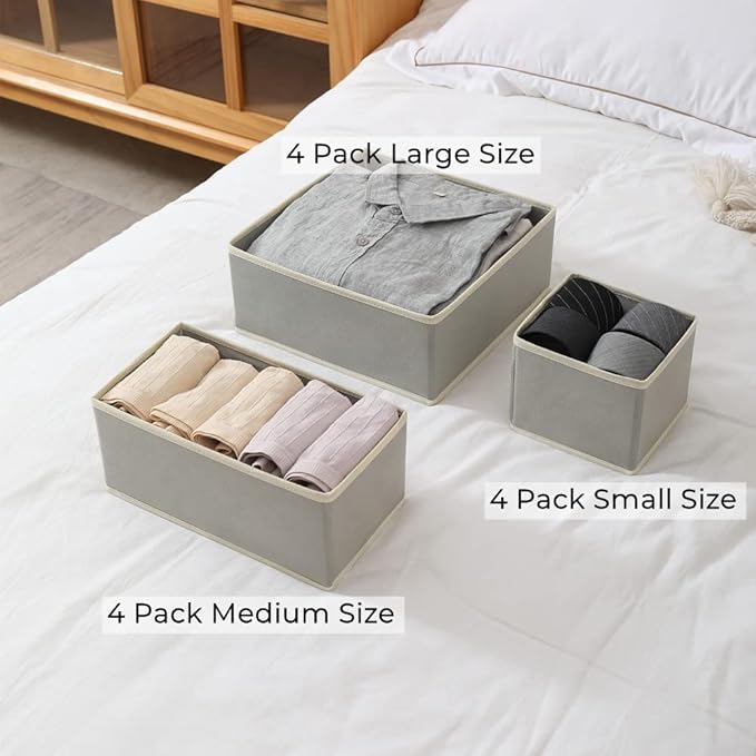Fordonral 12 Pack Drawer Organizer Clothes, Foldable Fabric Dresser Organizer Closet Organizers and Storage Box for Underwear