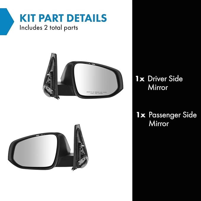 TRQ 2 Piece Driver and Passenger Side Mirror Assembly Set Electric Adjustment Heated No Memory Black Compatible with 2014-201