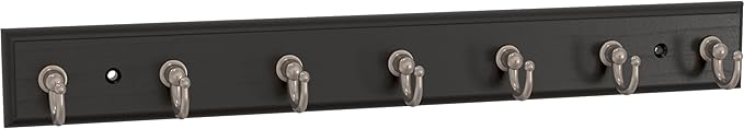 Franklin Brass Key Tidy (1-Pack) Matte Black Key Holder 14' Wall Mount Small Item Rack 7 Hooks for Wall, Hallway, Entry Keych