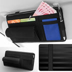 Car Sun Visor Organizer Glasses Case Storage Pocket Organizer with Multi-Pocket Net Zipper Pouch Sunglass Holder for Car Truck SUV (Black)