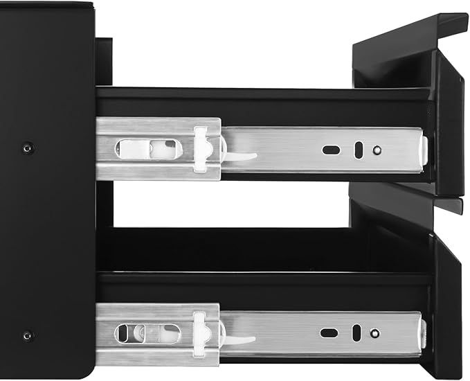VEVOR Under Desk 2 Layer Slide Out Drawer, 16 inch Under Desk Pull-out Drawer for Home Office Sit Stand Workstation, Black