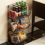 3 Tier Hanging Foldable Wire Baskets Closet Organizer Clothes Shelves Countertop Caddy Bin Wall Mount Shelf Storage Basket fo