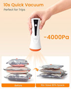 Vacuum Seal Bags for Clothing Travel with Rechargeable Cordless Pump, 12 Pack Compression Space Saver Bags for Packing, Lugga