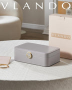 Vlando 2 Layer Jewelry Box,Jewelry Organizer Storage Lockable Earring Organizer Removable Jewelry Tray with Watch Pillow for 
