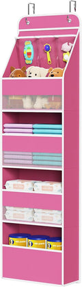 Univivi 5-Shelf Fabric Door Storage Over Door Hanging Organizer with 4 Large Pockets and 3 Small PVC Pockets Nursery Closet C