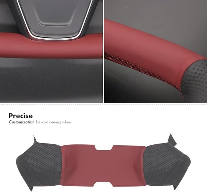 MEWANT Steering Wheel Cover for Yoke Style Steering Wheel for Tesla Model S 2021-2023 / Model X 2021-2023 Hand-Stitched Steering Wrap
