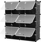 ROJASOP 6-Tier 24-Pair Expandable Shoe Rack Organizer with 2 Hooks, Black