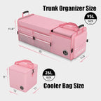 LIBZAKI Oversize 4 in 1 Car Trunk Storage Organizer, Multi Compartment Collapsible Trunk Storage Box with Cooler Bag for Car