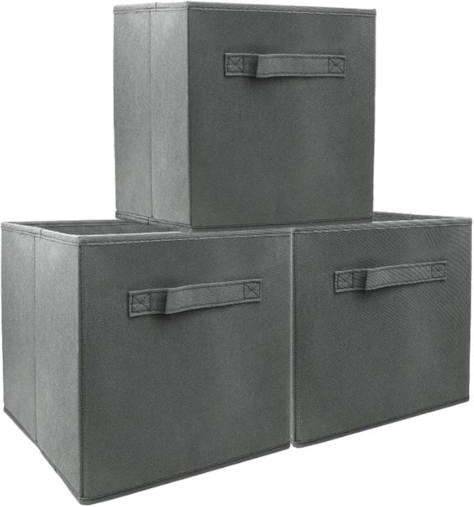 EBIGIC storage bins collapsible storage bins，cube storage organizer （Pack of 3） 10.5*10.5*11inch，For home and office Collapsi