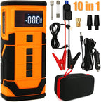 Car Jump Starter with Air Compressor, 3000A Car Battery Jumper Starter Portable (9.0 Gas/6.5L Diesel) with 150PSl Digital Tire Inflator Portable Car Jump Box with Jumper Cables, Charger, LED Light