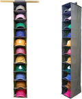 Perfect Curve 11-Pocket Hanging Baseball Hat Organizer - Gray Hat Storage Rack for Closet, Holds Up to 100 Caps. Also store s