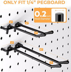 INCLY 4/6 Inch Black Pegboard Hooks, 36 Pack Heavy Duty Double Arm Peg Board Straight Hooks, Peg Board Tool Hangers Fit for 1