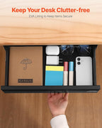 VEVOR Under Desk Double Stacked Lockable Slide Out Drawer, 13 inch Lockable Under Table Pull-out Drawer Attachment for Sit St