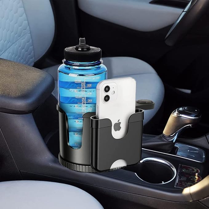 Cup Holder Expander, Adjustable Car Cup Holder for Car with Phone Holder, Automotive Cupholders for for Yeti, Hydro Flasks Bottle with Expandable Base, Cars Cupholder Insert