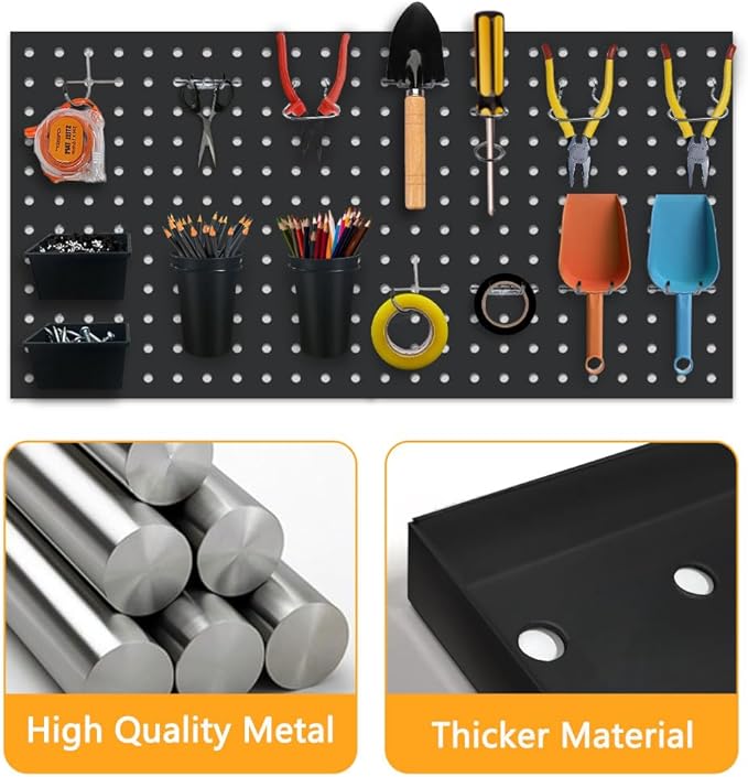 3pcs Heavy Duty Metal Pegboard Panels, Garage Wall Mounted Tool Organizer Peg Board for Garage, Workshop Storage and Workbenc