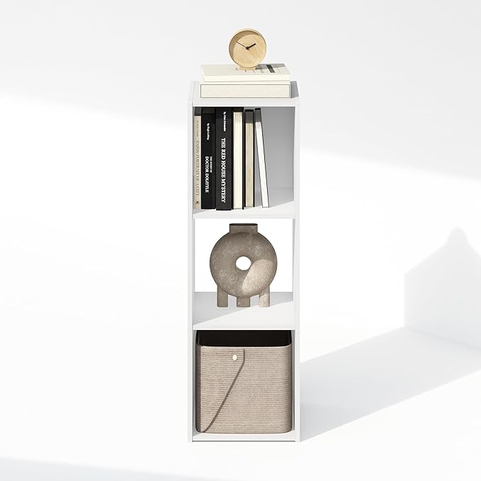 Furinno PELLI Book Shelf, 3-Cube Bookshelf, Cube Storage Organizer Bookcase, 11.7 x 12.1 x 35.4, for Living Room, Bedroom, Ho
