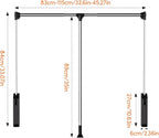Pull Down Closet Rod, 32.68"-45.27" Width Adujstable Clothing Organization Rail with Dual Hydraulic Buffer, Back-mounted Ward