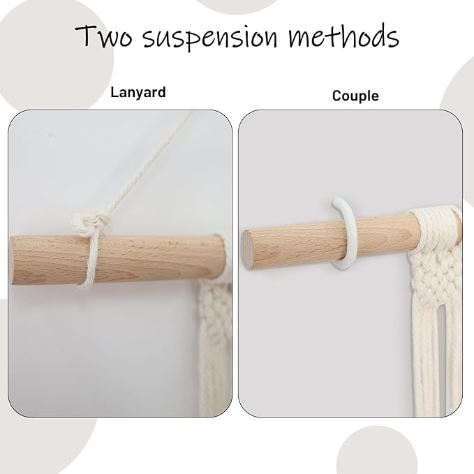 ZYP 7 Hats Style Macrame Hat Hanger Hat Rack for Wall,Women Decor Hat Holder,Bobo Hanging Hat Organizer Storage,Hats Display 
