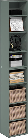 Furinno PASIR Book Shelf, 8-Tier Separable Tall Bookshelf, Stackable Bookcase with Adjustable Open Shelf, 9.3 x 11.8 x 70.9, 