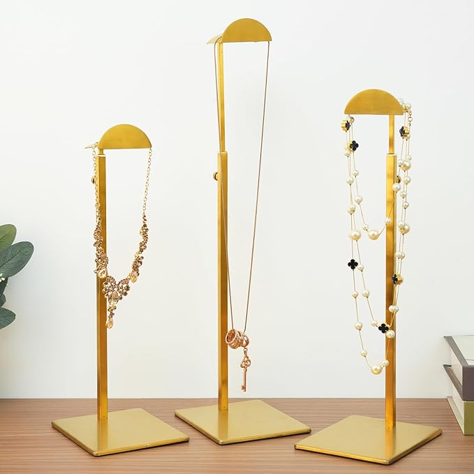 Purse Display Stand 3PCS Gold Handbag Stands for Bag Organizer Stainless Steel Hanging Hook Stands Adjustable Height Home Sto