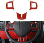 Linskip Steering Wheel Trim Compatible with Dodge Challenger/Charger/Durango/Dart 2009-2014 & Journey 2013-2022, Steering Wheel Cover for Challenger Interior Accessories 3Pcs(Red)