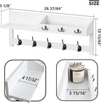 AMBIRD Wall Hooks with Shelf, 26.57 Inch Entryway Wood Coat Hooks for Wall, Coat Rack Wall Mount with 5 Dual Hooks 3 Key Hook