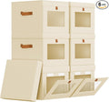 Homsorout Storage Bins with Lid – Closet Organizer with Side Opening and Clear Window, Foldable Stackable Fabric Basket for C