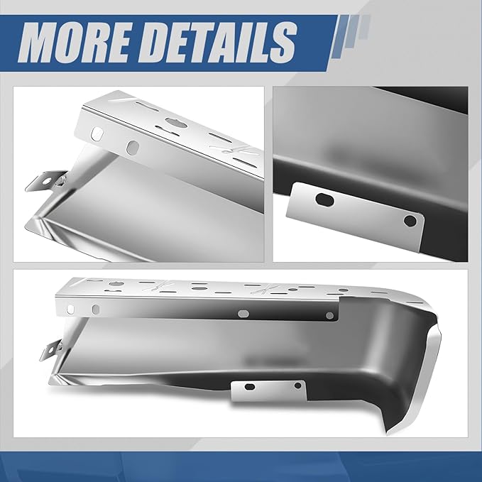 Auto Dynasty Rear Bumper End Caps Cover Compatible with 2015-2020 Ford F-150, Driver Left Side, Non Parking Sensor Holes, Polished Chrome