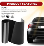 59.06"x5.91" 5% VLT Car Window Tint Film Kit,Cuttable Car Tints for Window Avoids Glare to Disturb Vision,Universal Cars Windshield Tint Strip with Knife/Scraper