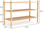 Dranixly Shoe Rack, 3-Tier Bamboo Stackable Shelf Storage Organizer, Stand for Closet, Entryway, Hallway, Bathroom and Living