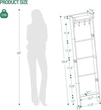 Hzuaneri Blanket Ladder Shelf, Decorative Quilt Rack, 6-Tier Farmhouse Ladder Holder Organizer with 4 Removable Hooks 7.9" D 