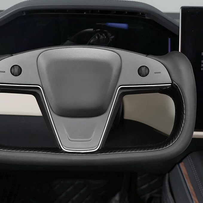 MEWANT Hand Stitched Tesla Model S Yoke Steering Wheel Cover Wrap for Tesla Model S 2021-2023 / Model X 2021-2023 Tesla Yoke Steering Wheel Accessories(3D Style)