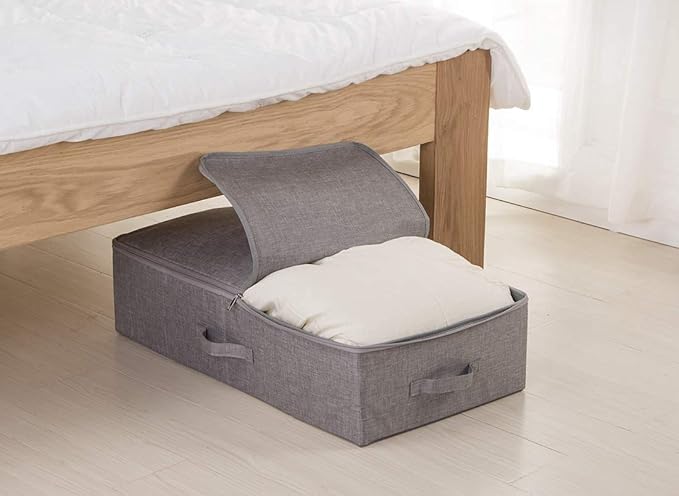 iwill CREATE PRO Pack of 2, Rigid Underbed Storage Boxes with Zip Lid for Clothes, Bedding Sheets, Blankets Organiser, Black 