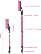 HEEYA 42.2 Inch Ice Scraper and Brush for Car, Snow Brush and Ice Scraper for Windshield Window, Car Snow Scraper with Foam Grip for SUV Truck Jeep Vehicle - Pink