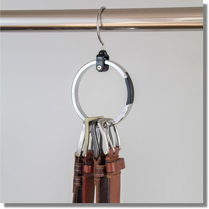 Rolly Hanger® Closet Space Saver – Premium Rotating Aluminum Organizer for Belts, Ties, Hats & Handbags – Heavy Duty 360° Swi