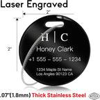 Stainless Luggage Tags for Suitcases 4 Pack: Metal Personalized Luggage Tags for Backpacks & Bags with Customizable Texts (Bl