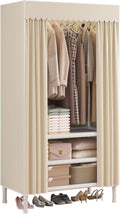 Portable Closet,Garment Rack,Heavy Duty Clothes Rack with Cover,Wardrobe Closet with 1 Hanging Rods, 2 Storage Shelves,27.5" 