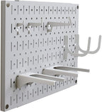 Wall Control Pegboard Wall Organizer Tiles Modular Grey Metal Pegboard Tiling Set - (4) 12-in Tall x 16-in Wide Gray Peg Boar