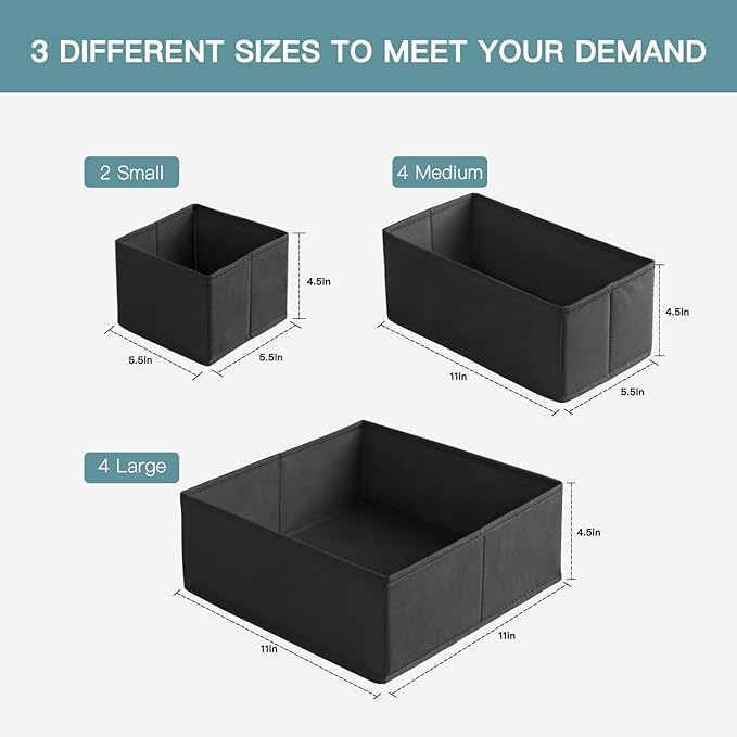 Criusia Drawer Organizer Clothes, 10 Pack Dresser Organizer for Baby Clothes, Underwear, Sock- Foldable Closet Organization a