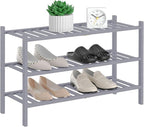 RONGJlA 2 Tier Bamboo Shoe Rack for Closet Free Standing Wood Shoe Shelf Storage Organizer for Entryway Small Space Stackable