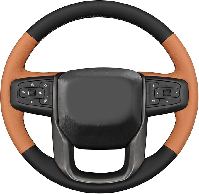 MEWANT Steering Wheel Cover for GMC Sierra Steering Wheel Cover for GMC Sierra 1500 / Sierra 1500 Limited/Sierra 2500 / Sierra 3500/ Yukon (XL) Hive Microfiber Leather