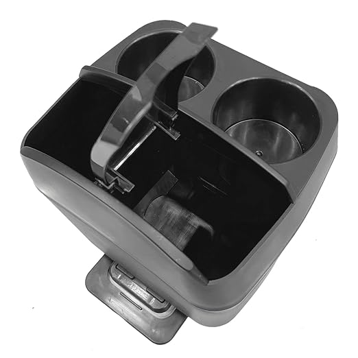 Modengzhe Black Plastic Car Trash Bin with Cup Holder, Multifunctional Extra Large Garbage Container Dustbin Storage Box