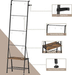 Blanket Ladder Towel Rack with Storage Shelf and Hooks, Decorative Scarf Rack, Throw Blanket Holder Ladder Shelves for Bathro